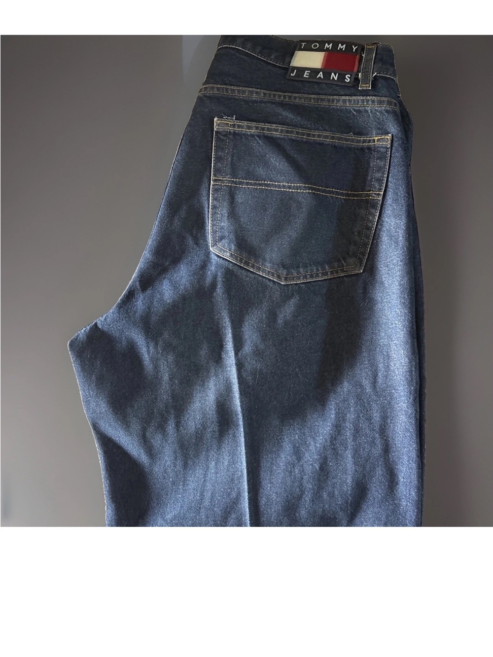 Tommy Hilfiger Tommy Jeans Mens 36x30 Blue Denim Flag Vintage 90's
